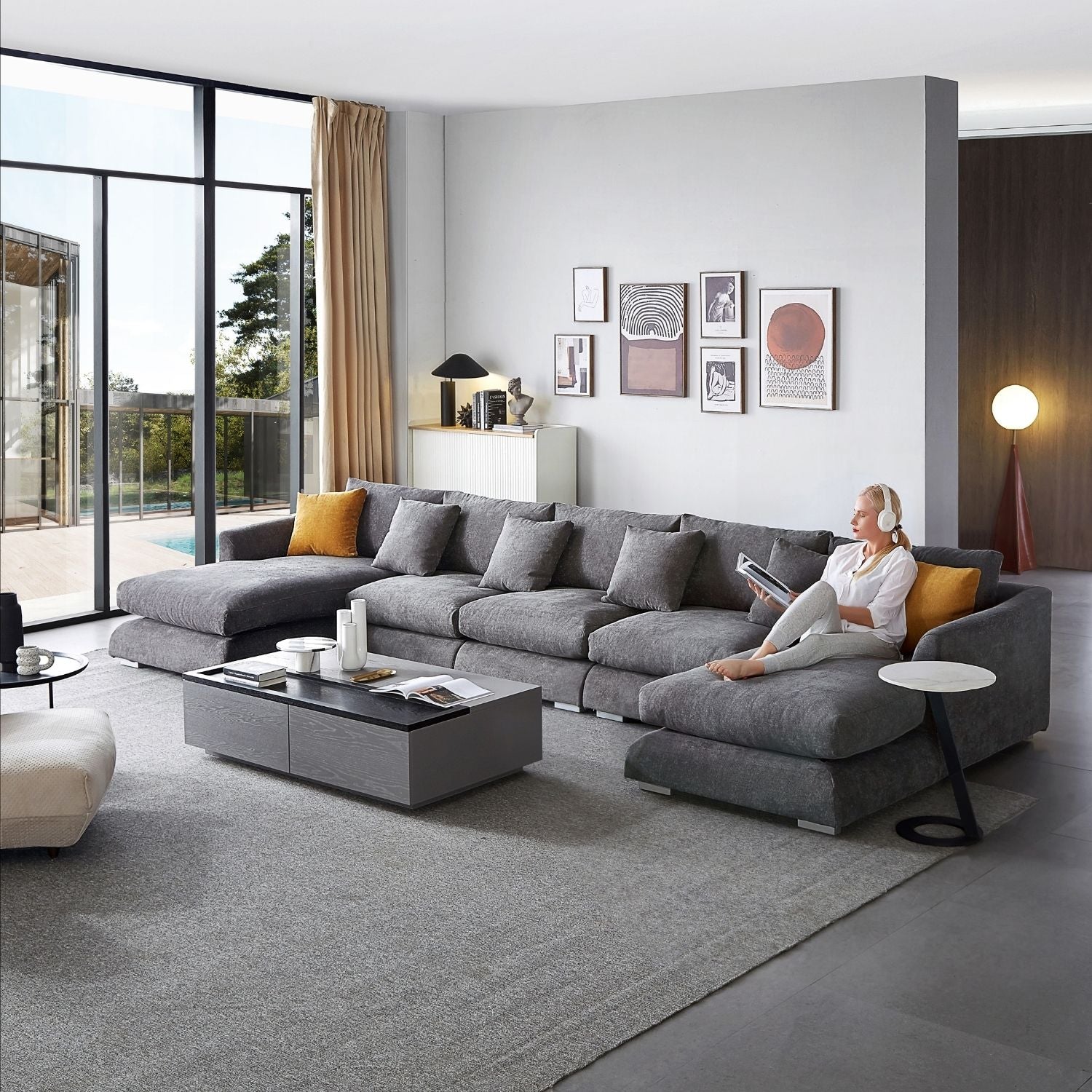 Feathers U-Sectional Sofa Mario Capasa 