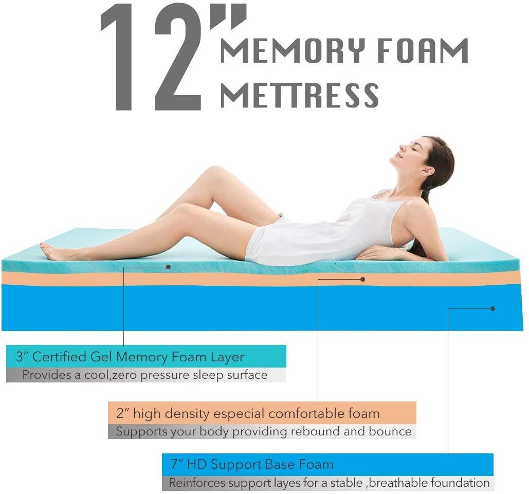 D DHOUSE 12" Cooling Gel Hybrid Memory foam Mattress - Valyou 