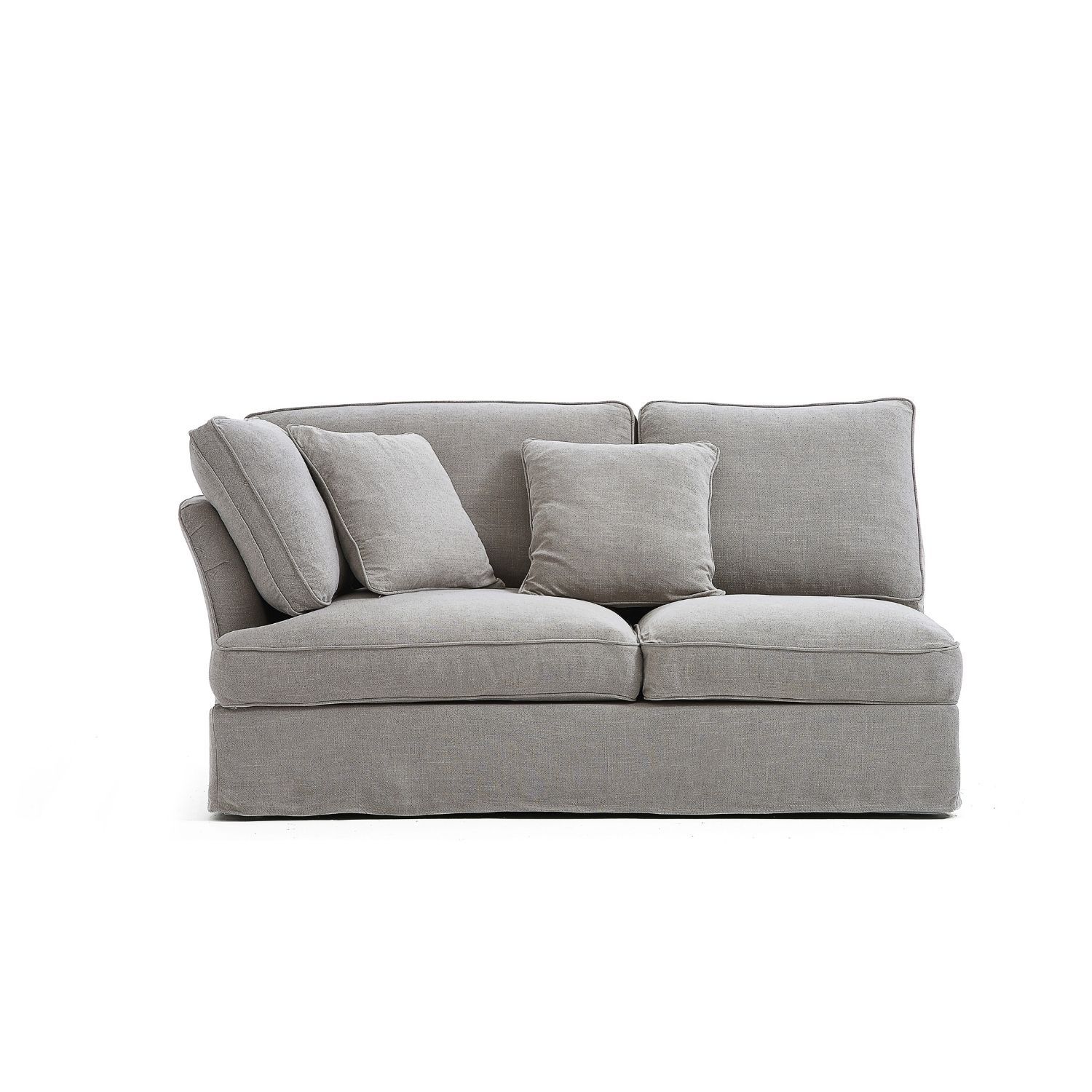 Chubby Side Sofa Lemons & Me Grey Linen Side Facing Left - 67 inch 