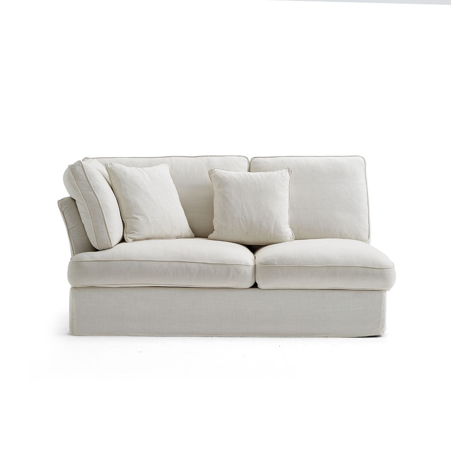 Chubby Side Sofa Lemons & Me White Linen Side Facing Left - 67 inch 