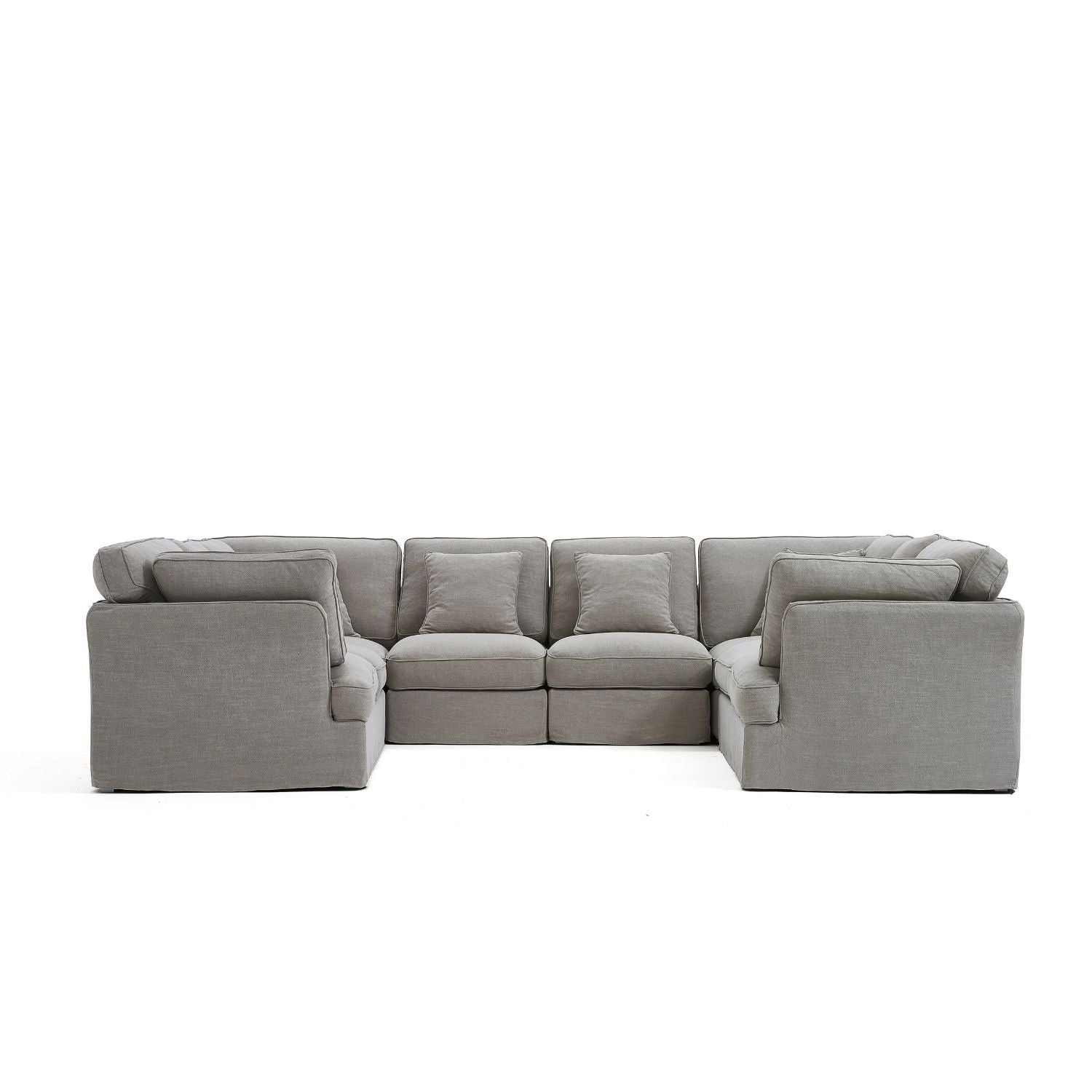 Chubby U Sectional Sofa Lemons & Me Grey Linen 