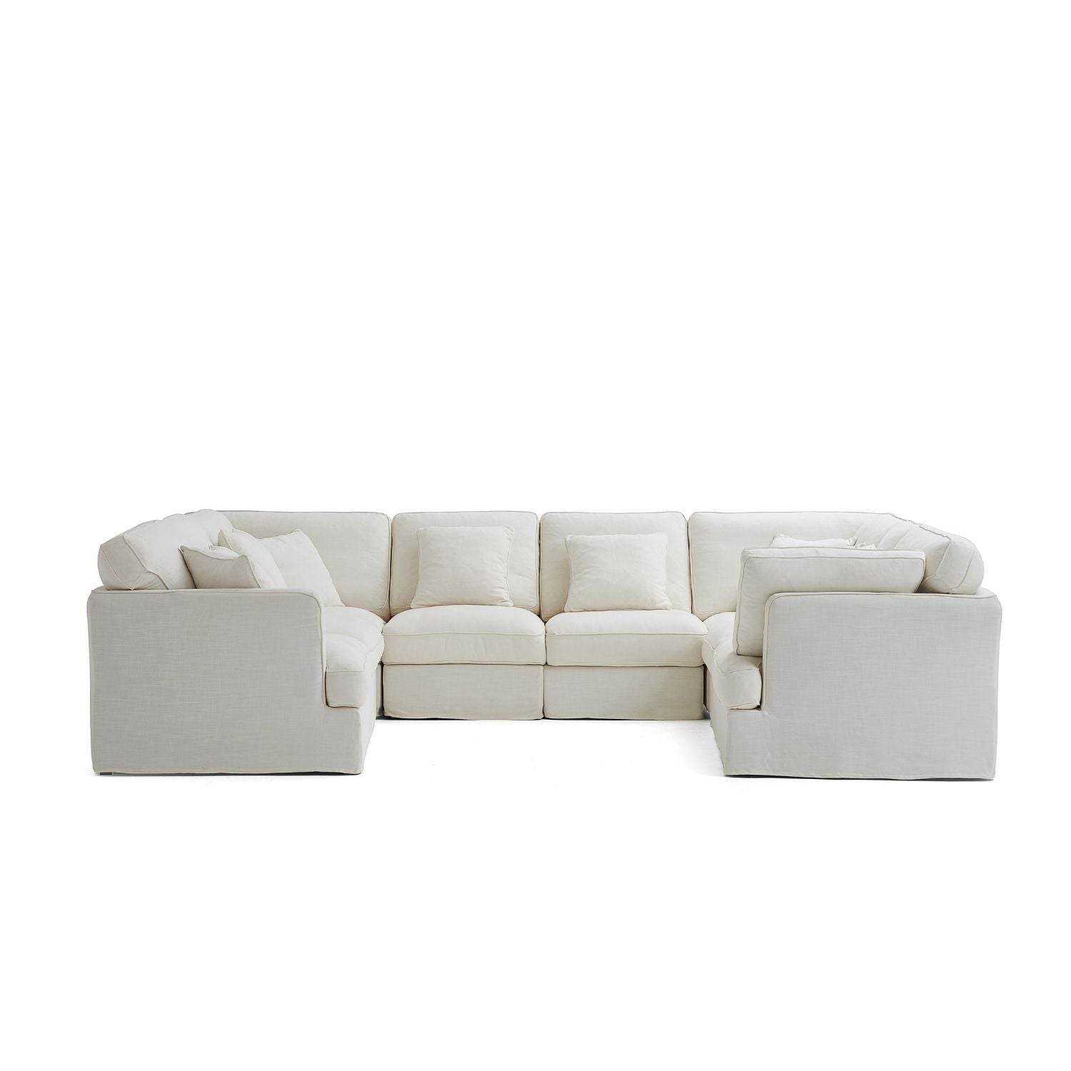 Chubby U Sectional Sofa Lemons & Me White Linen 