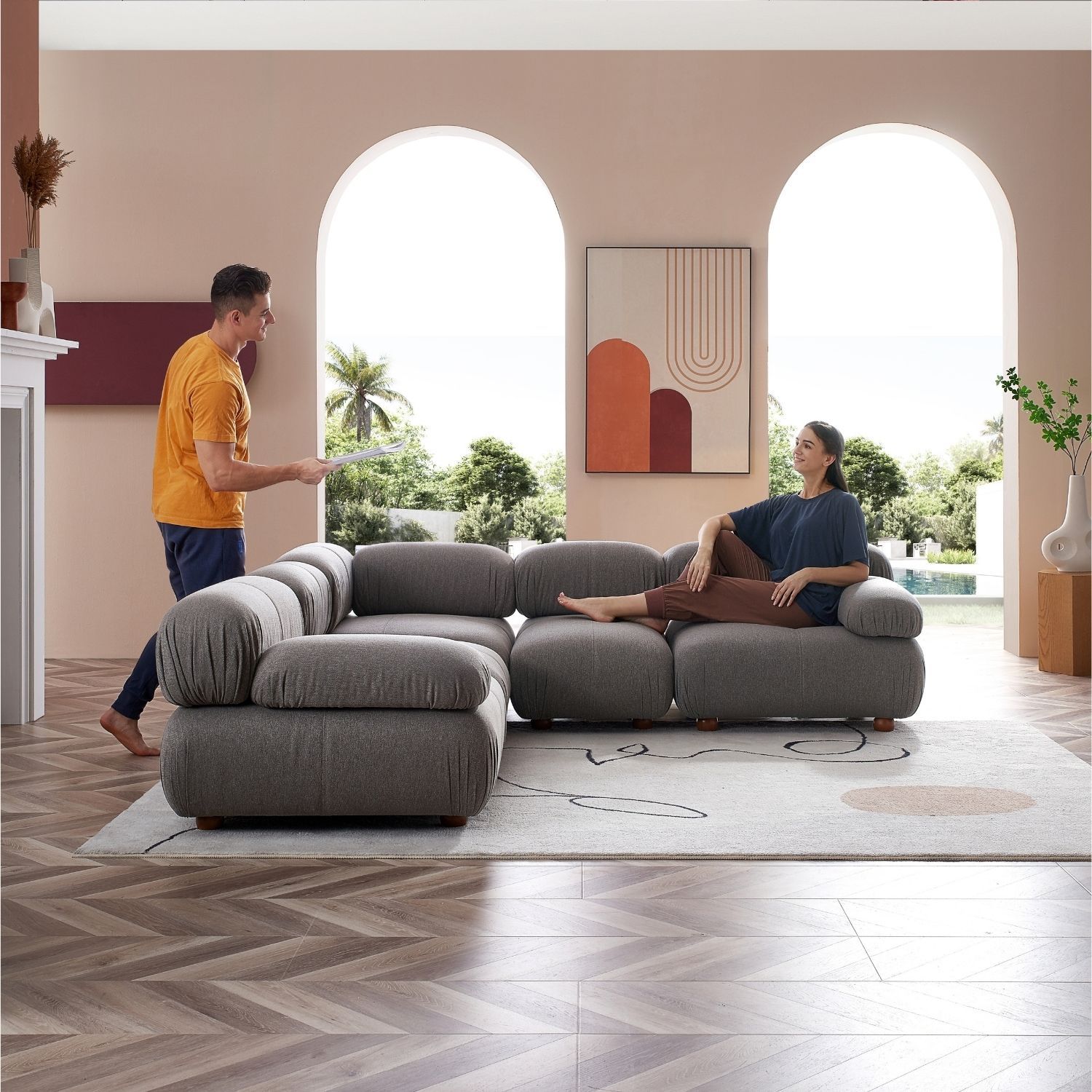 Pebbles L Sectional Sofa Milozze 