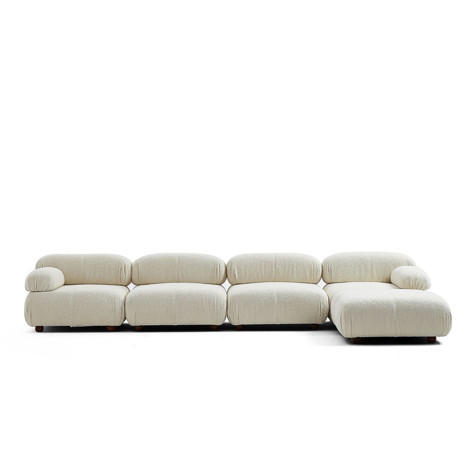 Pebbles Sofa + Ottoman Sofa Milozze Boucle White 4 Seater Large Ottoman