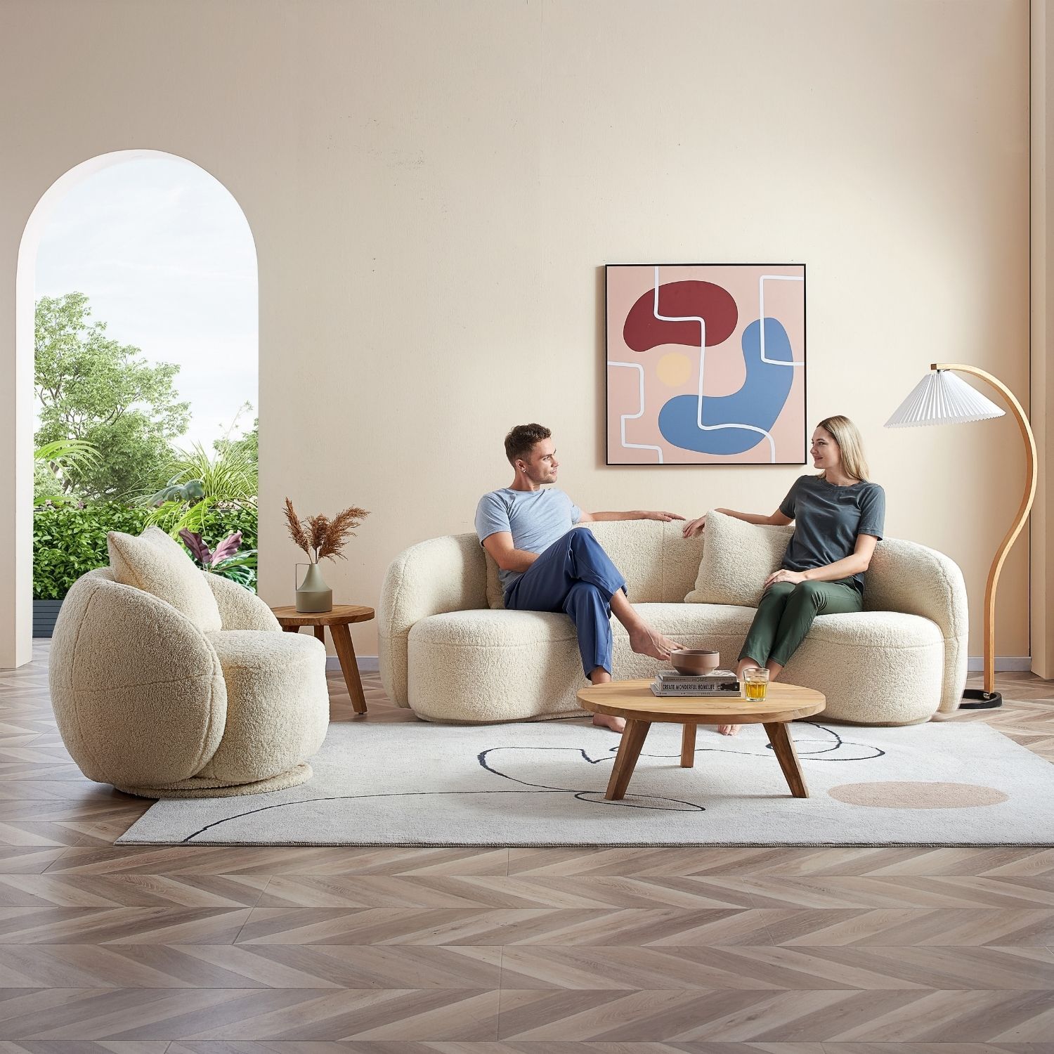 The Eclipse Sofa + Armchair Sofa Milloze 3 Seater + Armchair Beige 