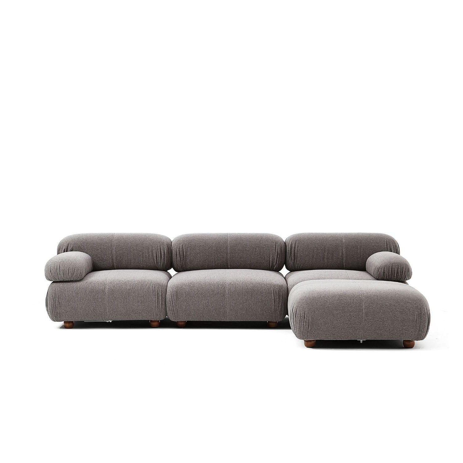 Pebbles Sofa + Ottoman Sofa Milozze Linen Grey 3 Seater Large Ottoman