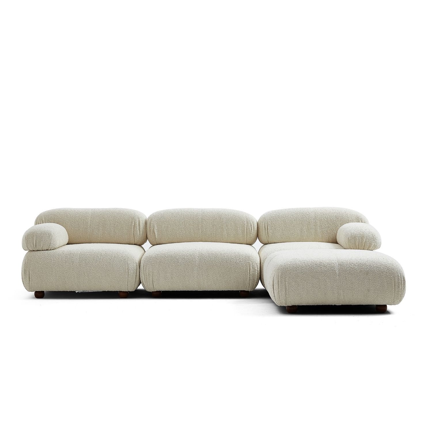 Pebbles Sofa + Ottoman Sofa Milozze Boucle White 3 Seater Large Ottoman