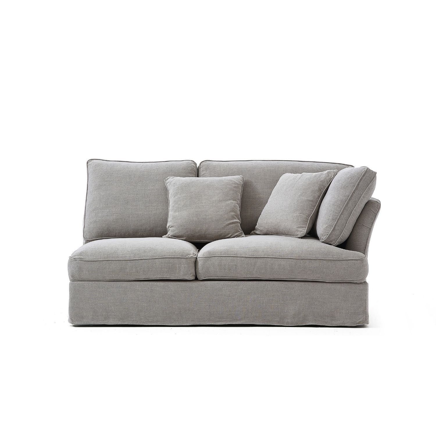 Chubby Side Sofa Lemons & Me Grey Linen Side Facing Right - 67 inch 